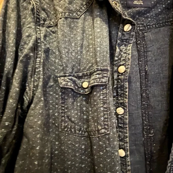 Blue Denim Button-Up Shirt - Picture 3 of 4